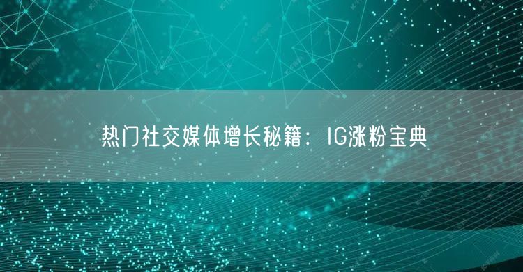 热门社交媒体增长秘籍：IG涨粉宝典