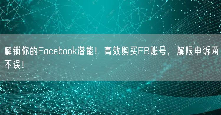 解锁你的Facebook潜能！高效购买FB账号，解限申诉两不误！