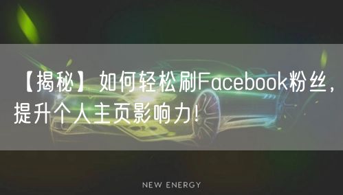 【揭秘】如何轻松刷Facebook粉丝，提升个人主页影响力！