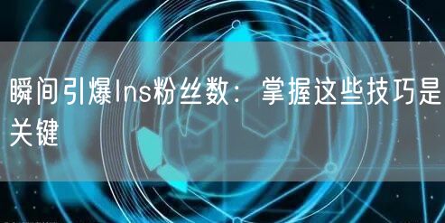 瞬间引爆Ins粉丝数:掌握这些技巧是关键