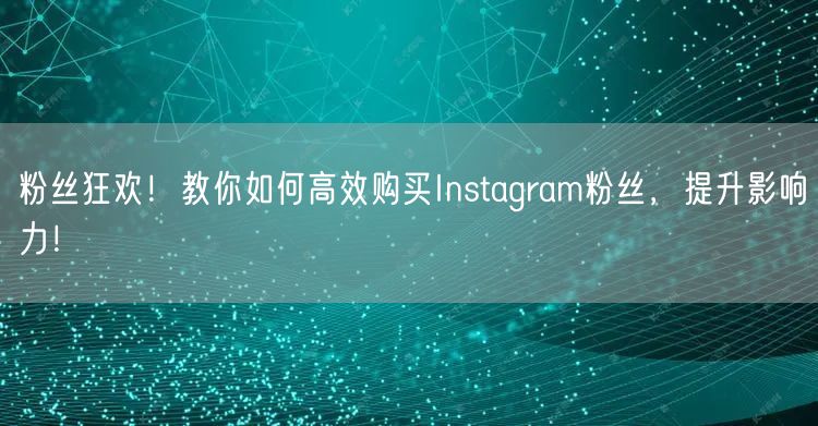 粉丝狂欢！教你如何高效购买Instagram粉丝，提升影响力！