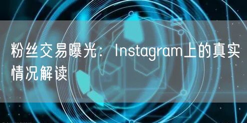 粉丝交易曝光:Instagram上的真实情况解读