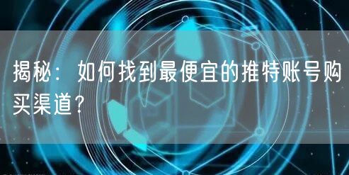 揭秘：如何找到最便宜的推特账号购买渠道？