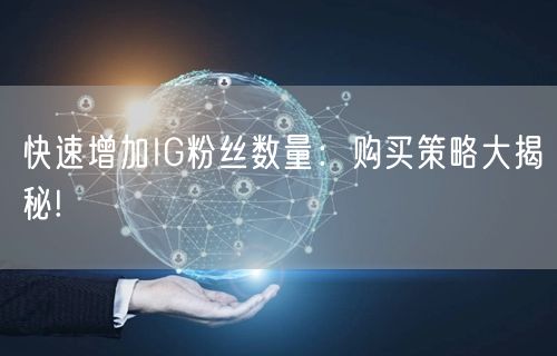 快速增加IG粉丝数量:购买策略大揭秘!