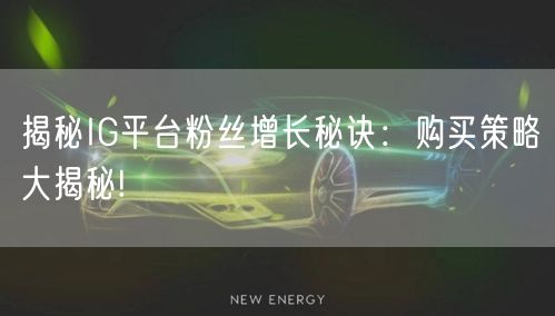 揭秘IG平台粉丝增长秘诀:购买策略大揭秘!