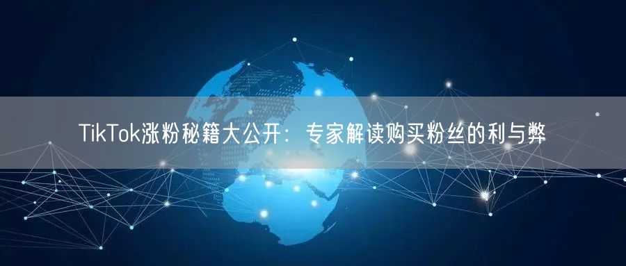 TikTok涨粉秘籍大公开：专家解读购买粉丝的利与弊