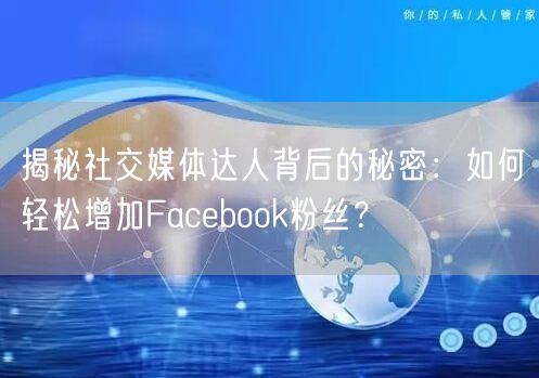 揭秘社交媒体达人背后的秘密：如何轻松增加Facebook粉丝？