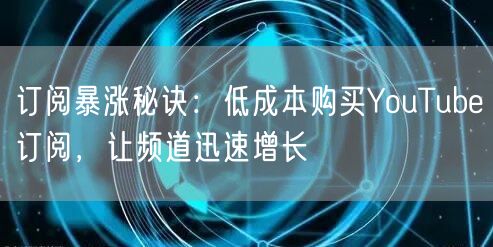 订阅暴涨秘诀：低成本购买YouTube订阅，让频道迅速增长