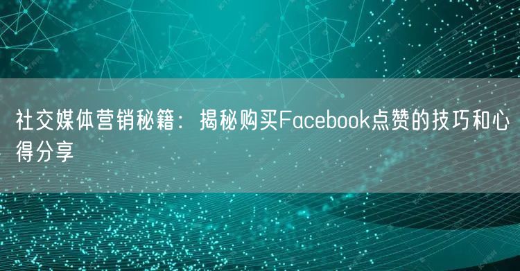 社交媒体营销秘籍：揭秘购买Facebook点赞的技巧和心得分享