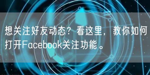 想关注好友动态？看这里，教你如何打开Facebook关注功能。